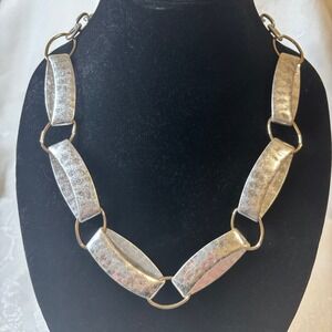 NEW Robert Lee Morris Soho Mixed Metal Sculptural Link Necklace Silver Gold